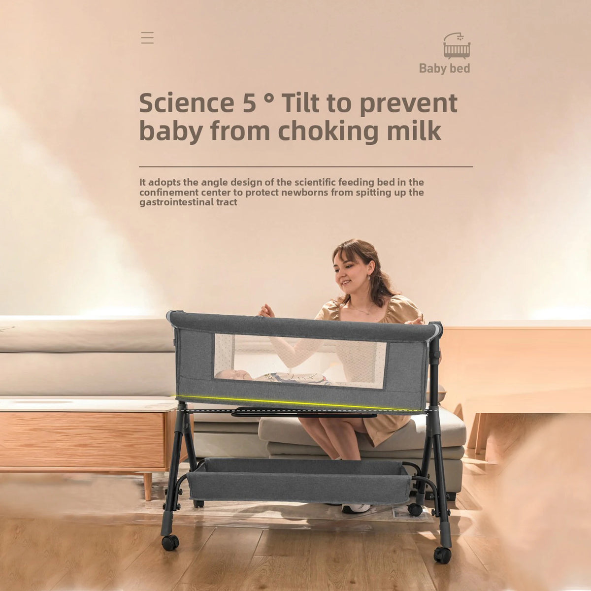 Culla Multifunzione Convertibile per Neonati e Bambini, Lettino Portatile per Neonati, Culla Co-Sleeping, Letto Grande Componibile Accanto a Mamma, Culla Anti-Soffocamento, Protezione Spinale a 5 Inclinazioni, Culla per Neona