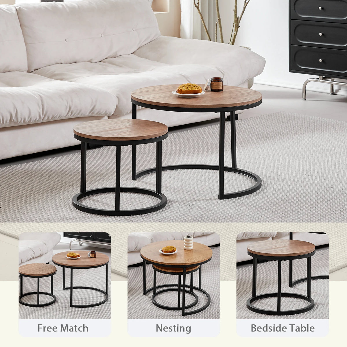 2 pezzi tavolino nordico 2 in 1 combinazione rotonda tavolo da tè per ufficio moderno e minimalista divano per la casa Ins tavolino soggiorno