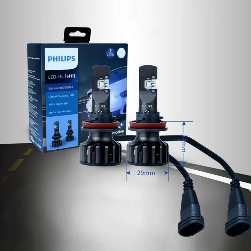 Philips Ultinon Pro9000 H1 H4 H7 LED H11 HB3 HB4 HIR2 faro Auto 9005 9006 9012 5800K bianco 250% lampade Auto a LED luminose