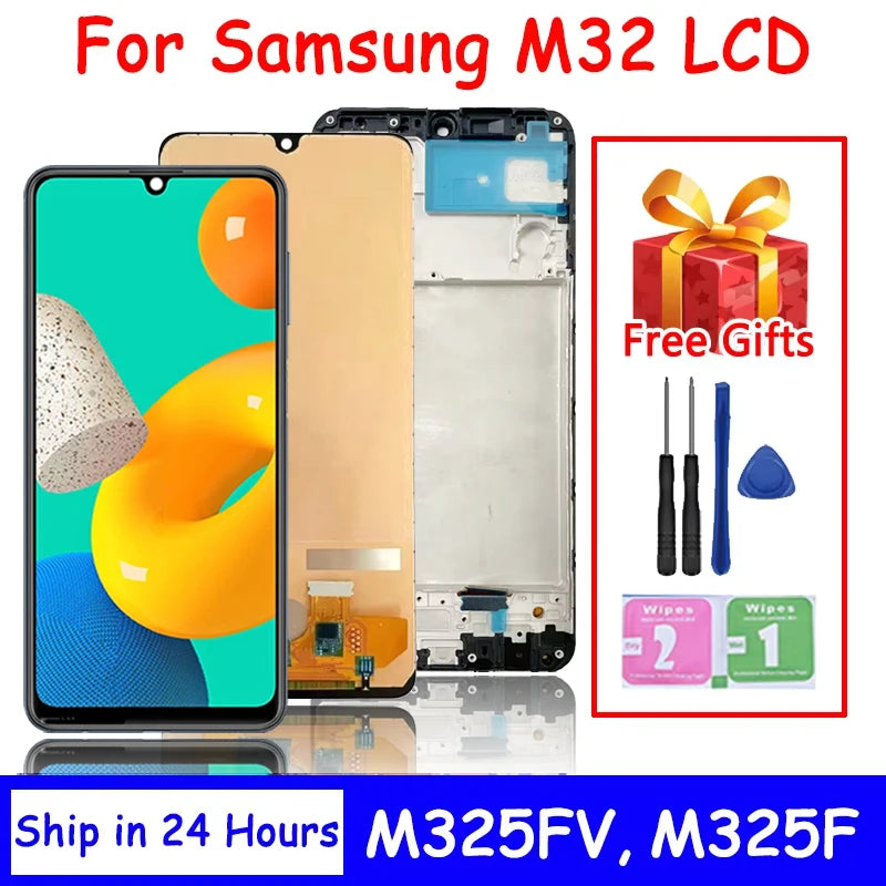 Schermo Display M325 per Samsung M32 LCD M325F M325FV/DS M325FV M325F/DS Sostituzione Gruppo Digitalizzatore Touch Screen