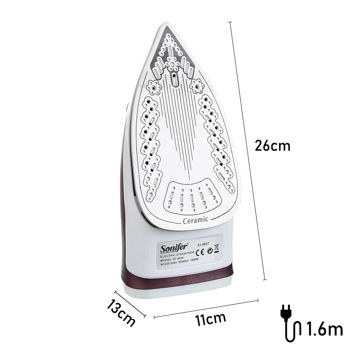 Ferro da stiro elettrico portatile Mini ferro da stiro a vapore per indumenti per ferro da stiro Ferro da stiro con piastra in ceramica regolabile per stirare Sonifer