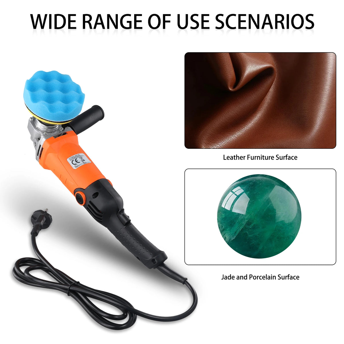 Podofo Lucidatrice Rotativa per Auto 8800RPM 1200W con Velocità Variabile, 6 Livelli di Regolazione della Velocità, Manico Rimovibile, Interruttore di Sicurezza con Blocco per Lucidatura e Ceratura di Auto, Barche, Mobili,