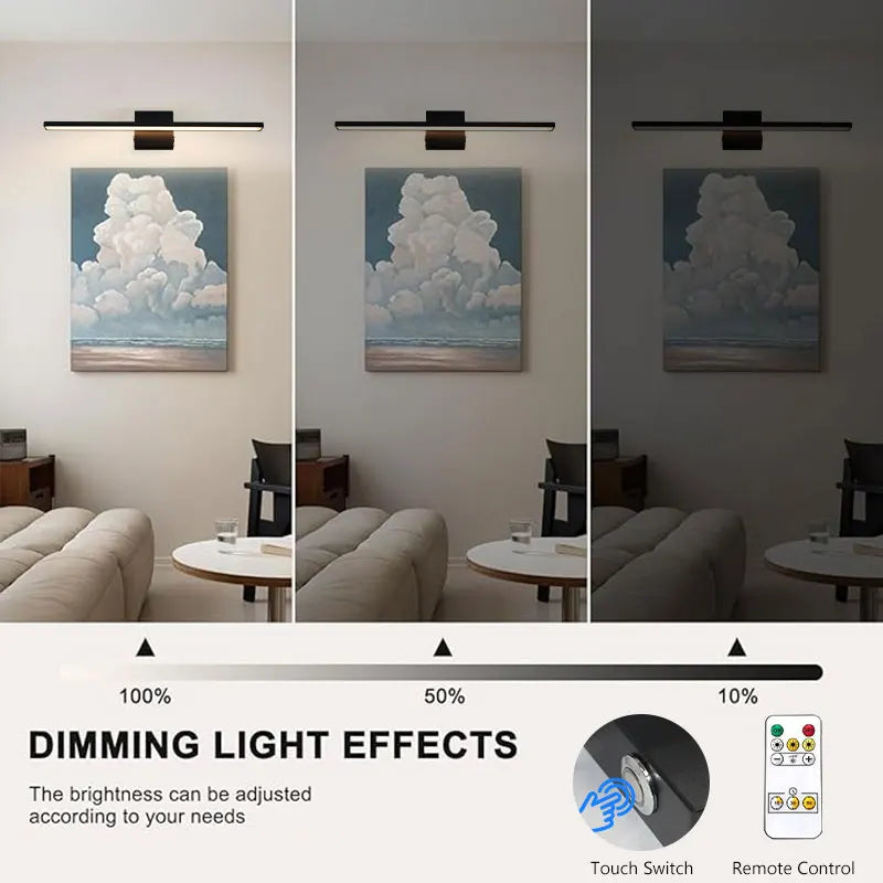 Lampada da parete ricaricabile con batteria da 6000 mAh, ideale per illuminare quadri, con interruttore dimmerabile e telecomando, lampade da parete senza fili.