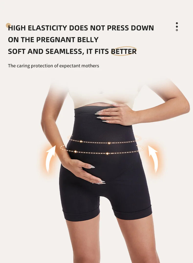 Pantaloni premaman senza cuciture a vita alta Donne incinte Comode mutandine di sicurezza Mutandine da donna Gravidanza Leggings corti Intimo