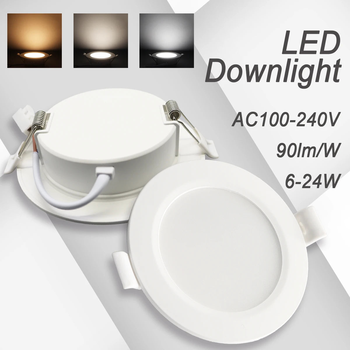10 pz/lotto LED Pannello Rotondo Da Incasso Lampada 24W 20W 17W 14W 10W 6W AC100-240V 3000K 4000K 6000K Luce Faretto illuminazione per interni