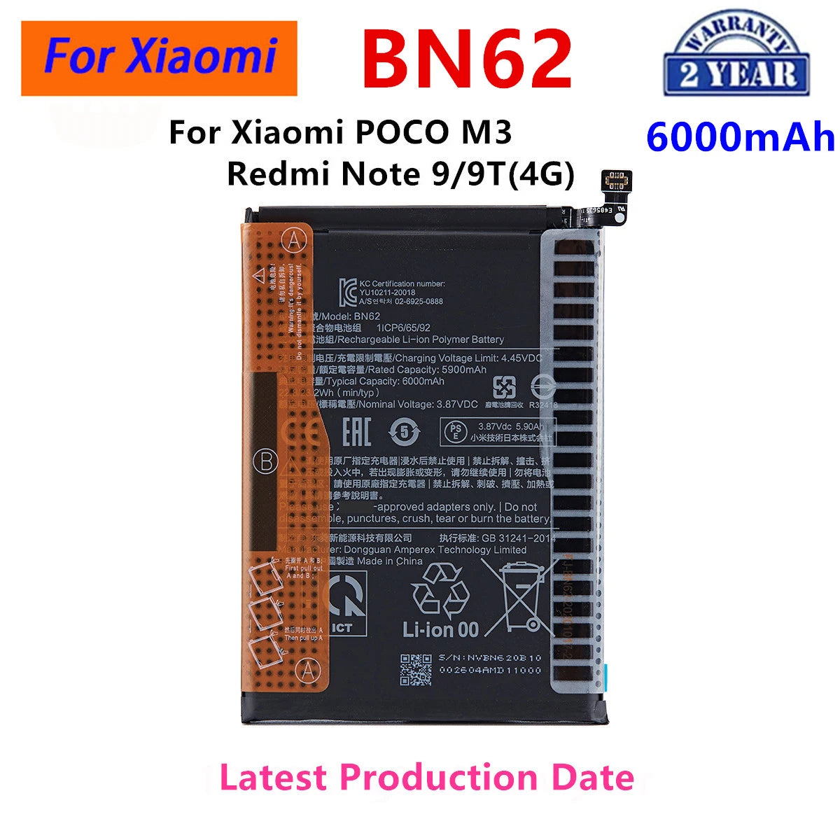 Batteria BP42 BN62 BM4X BN59 BN5A per Xiaomi POCO Mi 3 pro Xiaomi 10/Mi 11 Lite 10S / Note 9 10 9T 4G Pro Note 10 10S.