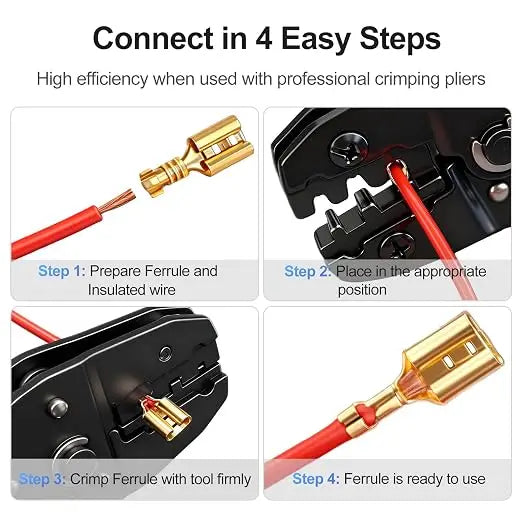 Set di terminali a crimpare per cavi da 2,8/4,8/6,3 mm, connettori a spina maschio e femmina in rame con manicotto isolante, scatola per connettori elettrici