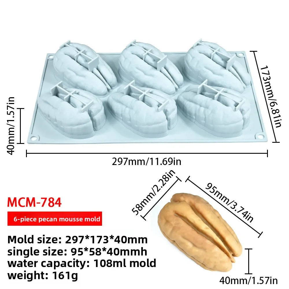 Stampo in Silicone Grande per Mousse di Mandorle/Pistacchi/Pecan/Chicchi di Caffè, Stampo Fai-da-Te per Cioccolato e Gelato, Utensili per Decorazione Torte