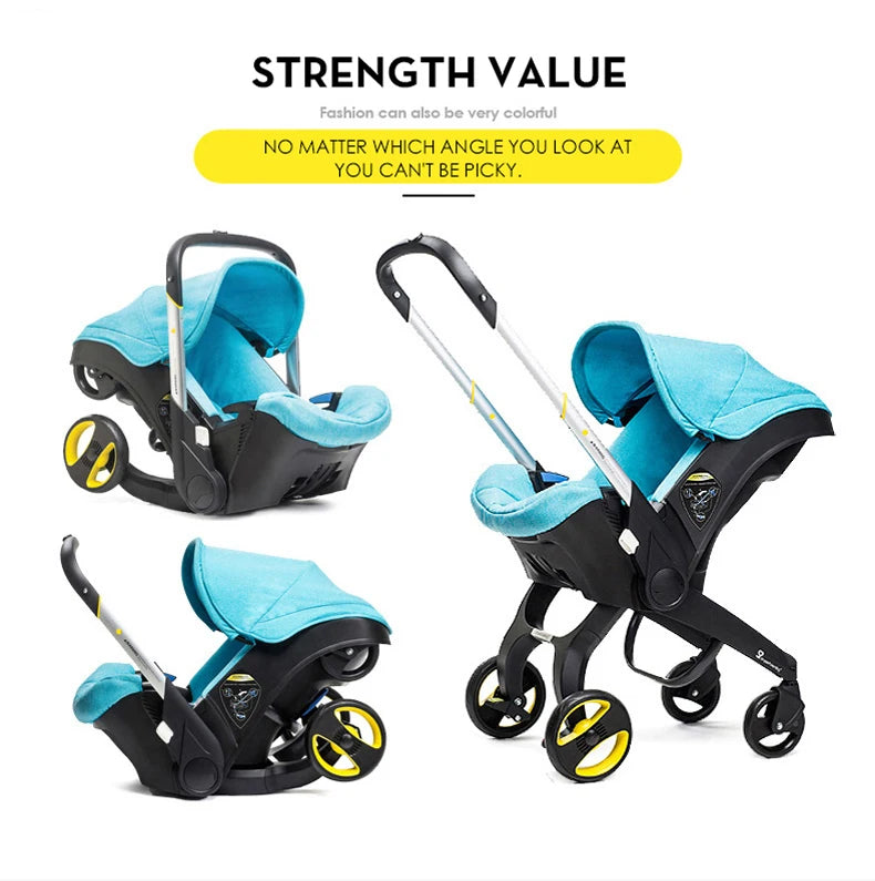 Passeggino 3-in-1 per Neonati, Sistema da Viaggio con Sedile Auto Rimovibile, Telaio in Alluminio Leggero e Ammortizzazione degli Urti, per Bambini da 0 a 4 Anni