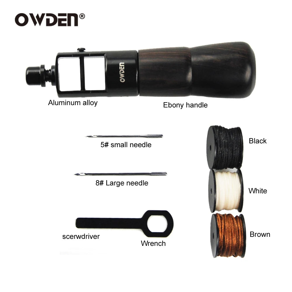 OWDEN Strumento per punteruolo per cucire in pelle con filo per cucire e ago Strumenti per calzolaio Strumento per punteruolo per punture Kit per cucito in pelle con cuciture veloci