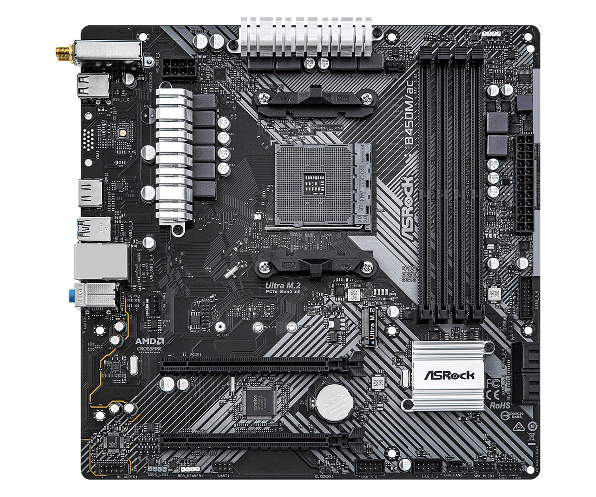 Scheda Madre ASRock B450M B450M/ac R2.0 Socket AM4 Ryzen 5 5600G 5300G 5700 3900 1500 CPU DDR4 128GB Micro ATX M.2
