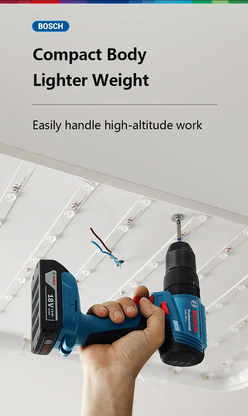 Trapano avvitatore a percussione senza fili Bosch GSB 185-LI 18V Brushless 1900 giri/min, utensile elettrico multifunzione (senza batteria)