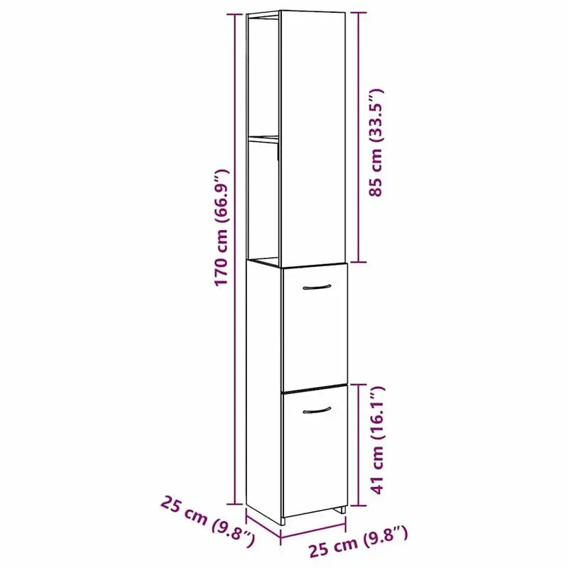 Mobile da bagno Artisan Oak, 25x25x170 cm, Legno