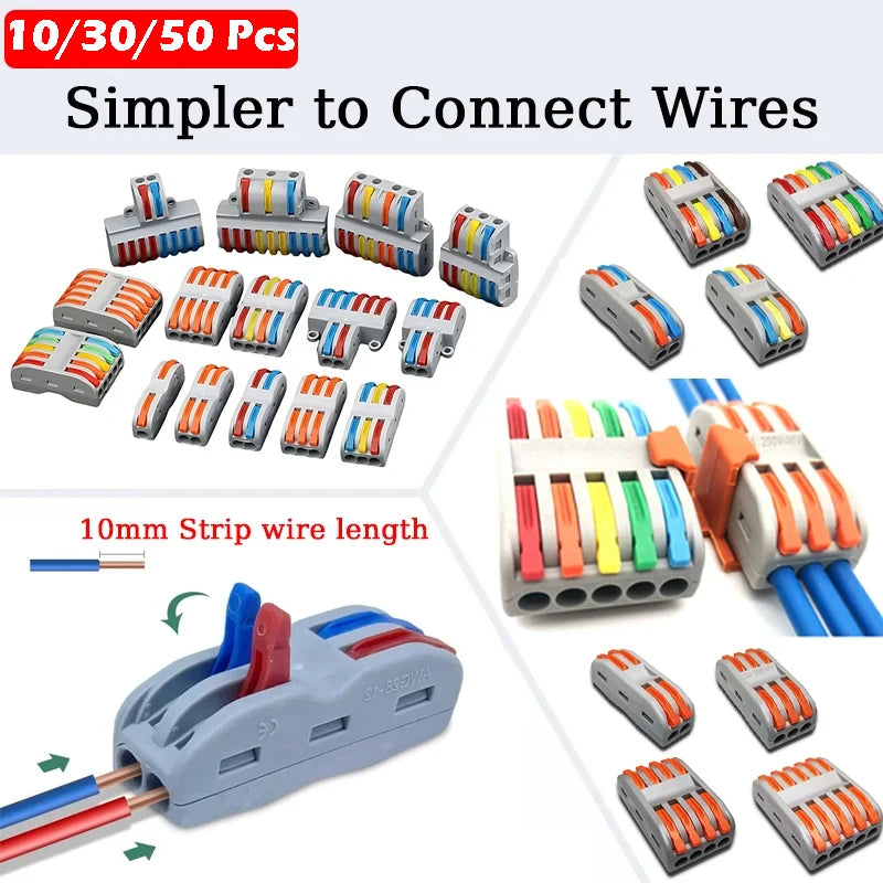 Mini connettori per cavi a cablaggio rapido 1/2/3/4/5 vie SPL Splitter compatto universale Conduttori elettrici Morsettiera domestica push-in