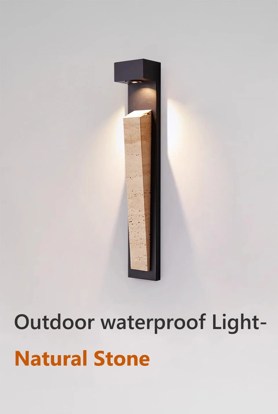 Lampada da Parete per Esterni in Pietra Naturale IP65 Resistente alle Intemperie, Illuminazione Impermeabile per Giardino, Portico, Balcone, Villa e Patio