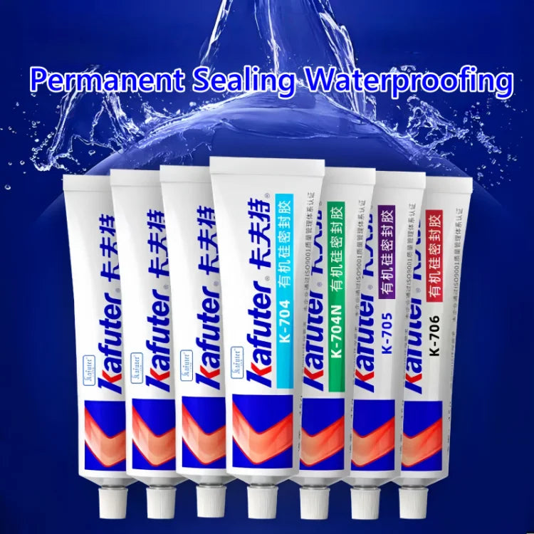 Kafuter K-704 Sigillante Siliconico a Polimerizzazione Neutra, Adesivo Impermeabile RTV per Sigillatura di Vetro, Metallo e Ceramica