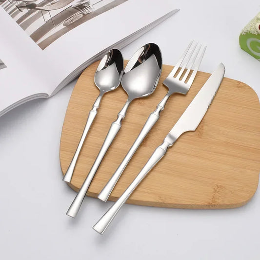 Set di posate in acciaio inossidabile da 30/40/60 pezzi, coltello, forchetta, cucchiaio da caffè, stoviglie, lavabili in lavastoviglie