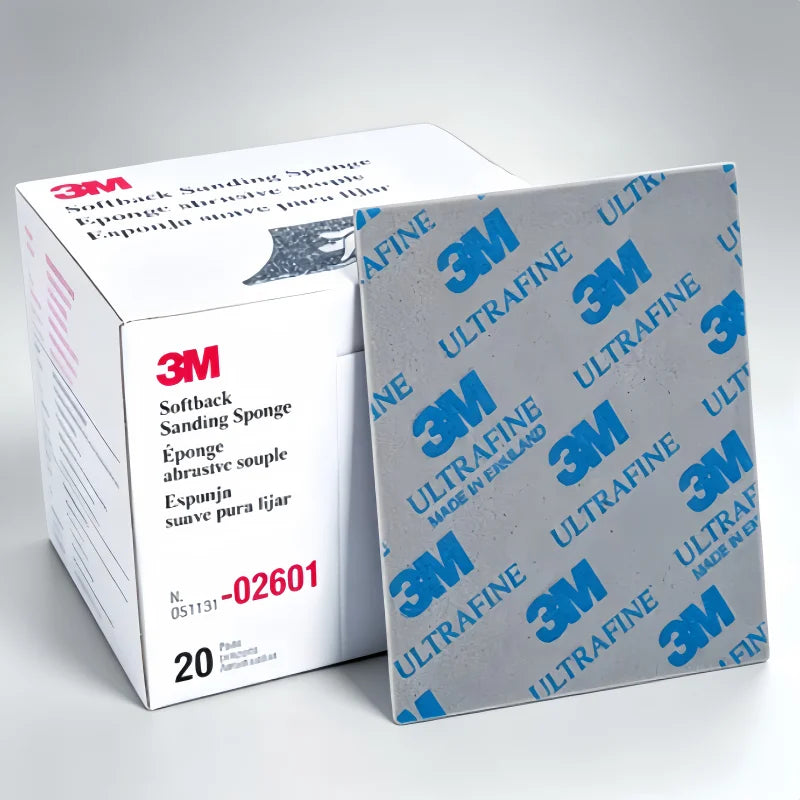 Spugna Abrasiva Ultra Fine 3M 02601, Grana 800-1000, per Levigatura a Secco e Umido, Flessibile, per Metallo, Legno e Plastica