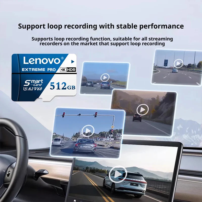 Scheda Micro SD Lenovo 512GB A2 U3 V30 Classe 10 256GB 128GB 1TB Scheda di Memoria TF 4K ad Alta Velocità per Drone, Fotocamera, Telefono