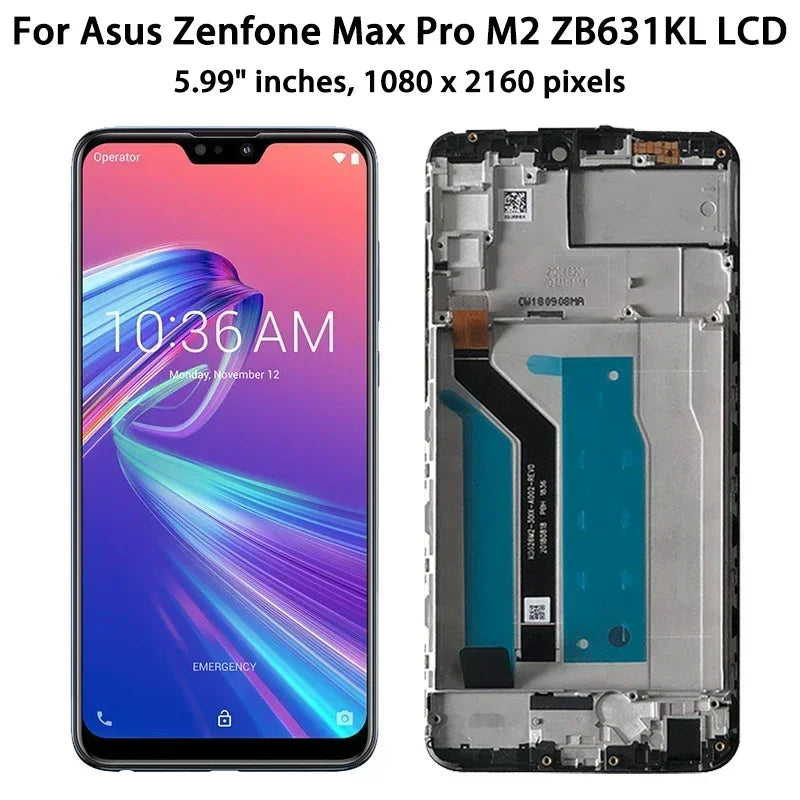 6.26 "Schermo Per Asus Zenfone Max Pro (M2) ZB631KL LCD X01BDA Display Touch Screen Digitizer Assembly Per Asus ZB631KL LCD