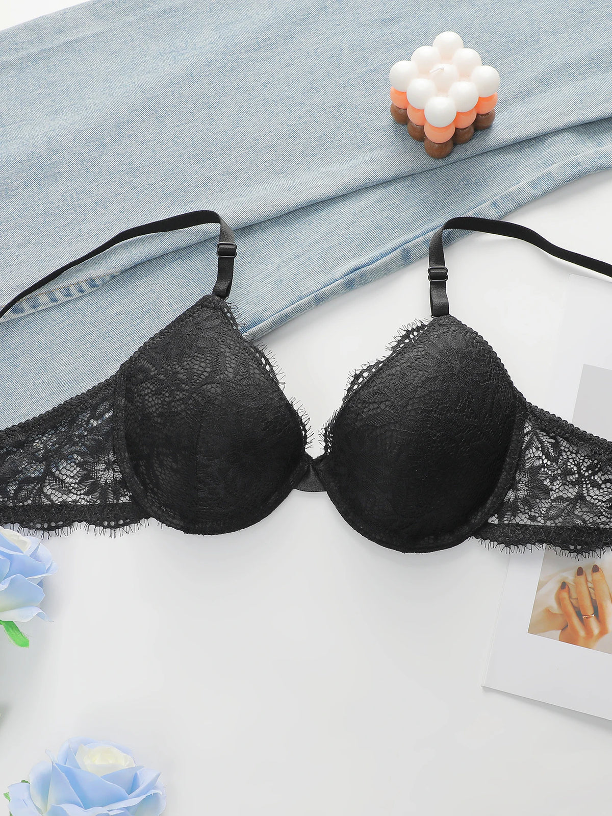 Reggiseno push up in due pezzi da donna in pizzo semplice e sexy di alta qualità A3107