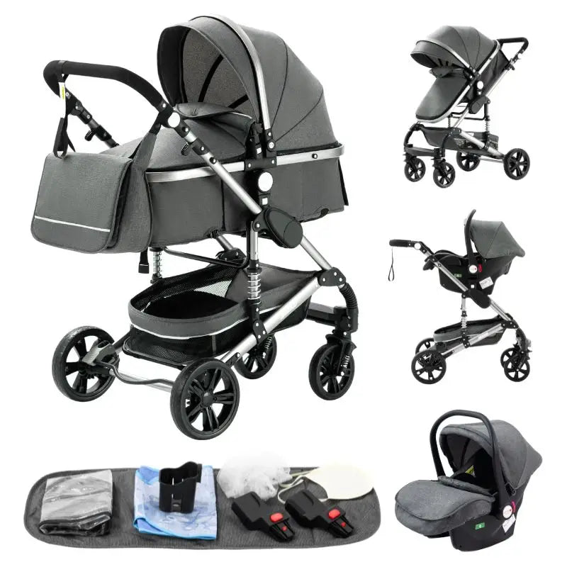 Nuovo passeggino di lusso 3 in 1 carrozzina da viaggio portatile pieghevole carrozzina alta paesaggio telaio in alluminio passeggino neonato