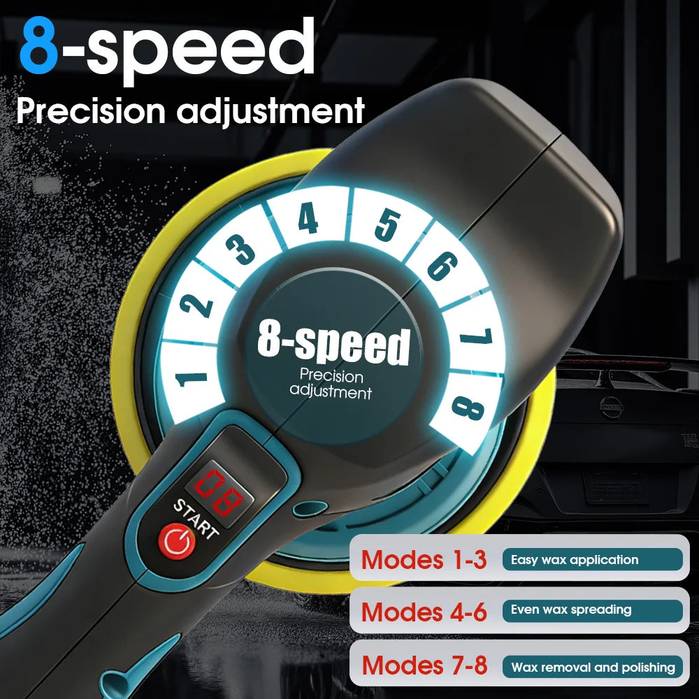 Lucidatrice Senza Fili Mamidw, 8 Velocità Variabili Max 5000 Giri/min, Lucidatrice Portatile per Auto con Platorello Autoadesivo, 4 Tamponi Lucidanti per Dettagli Auto, Ceratura e Lucidatura, Compatibile con Batteria Makita