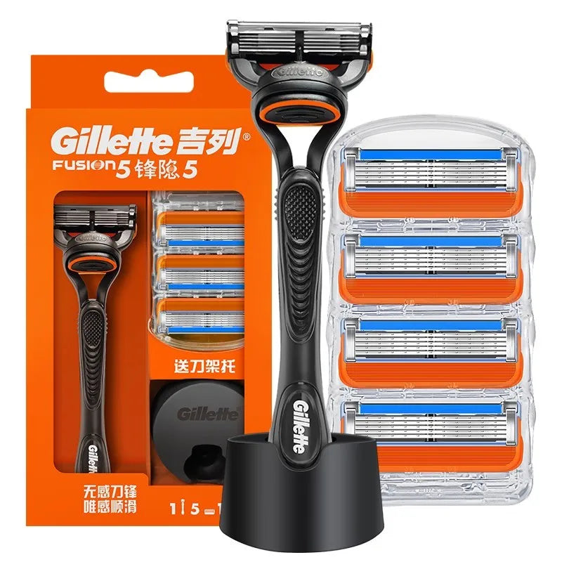 Set Rasoio Gillette Fusion 5 con 5 Lame Ultra-Sottili, Striscia Lubrificante e Rifinitore Posteriore, Disponibile in Diverse Specifiche