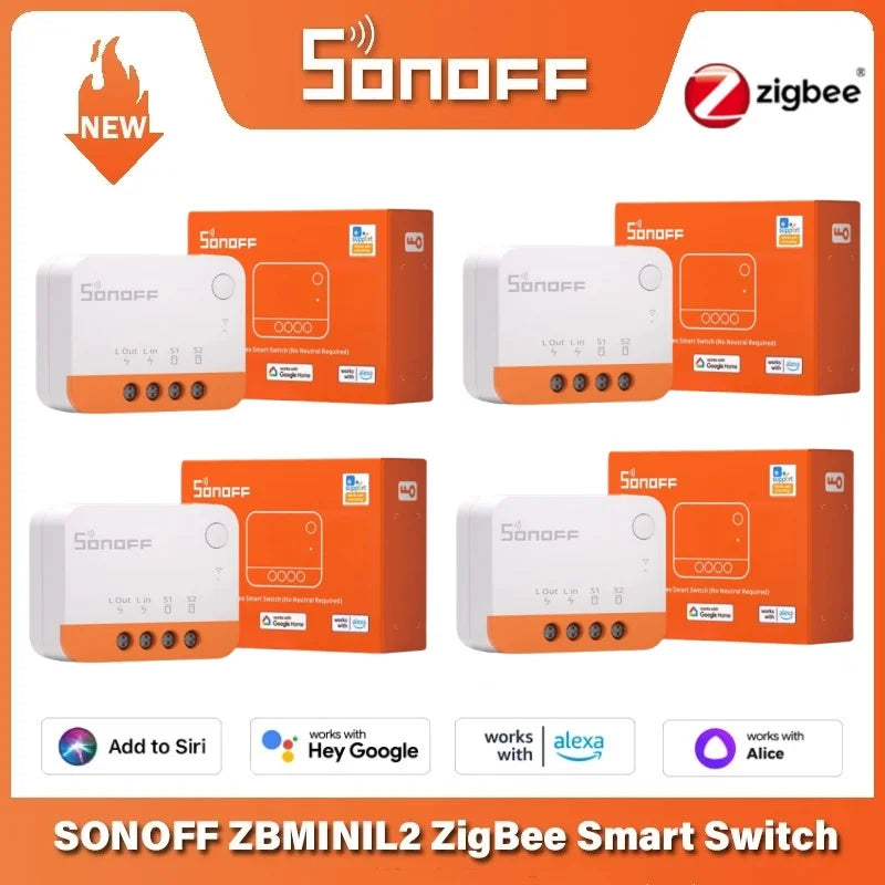 Sonoff ZBMINI L2 Zigbee Smart Switch fai-da-te Nessun cavo neutro richiesto Controllo bidirezionale a 1 banda Alexa Google Home Controllo vocale