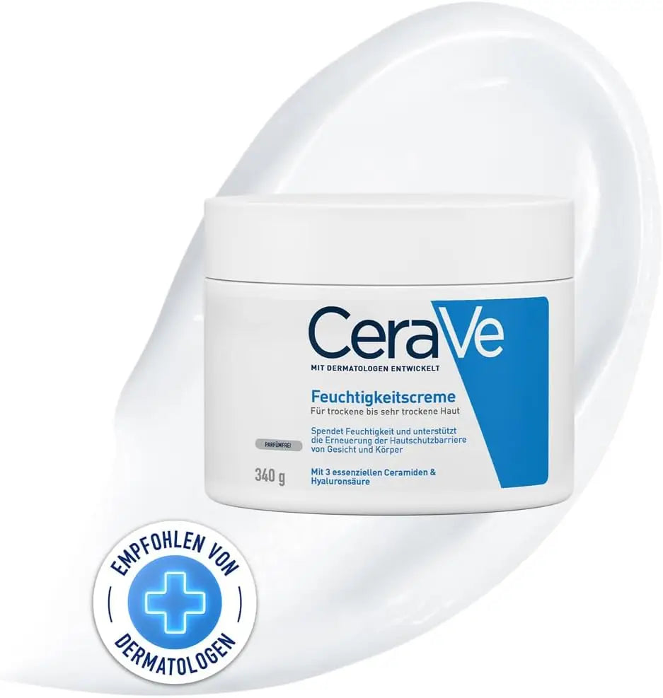 Crema Idratante CeraVe 340g Senza Profumo, Crema Quotidiana per Viso e Corpo con Ceramidi per la Cura della Pelle Secca