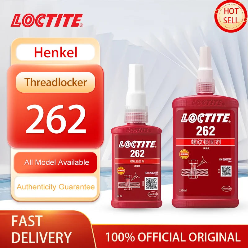 100% originale Loctite 262 Colla per viti Rosso Frenafiletti ad alta resistenza Colla anaerobica Fissatore per viti
