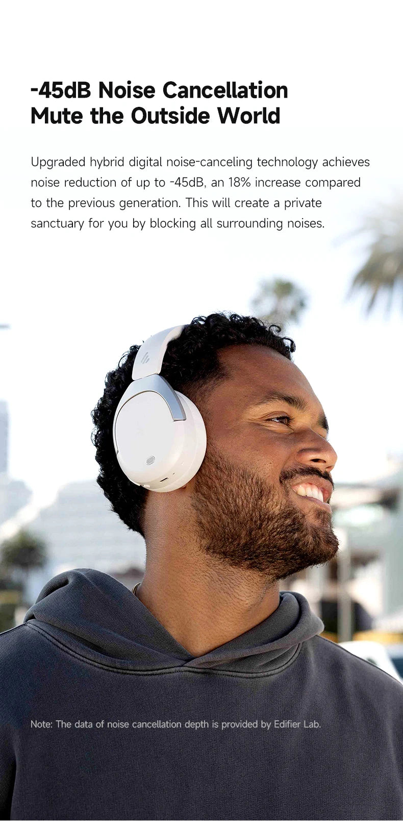 Cuffie Wireless Over-Ear EDIFIER W830NB - ANC -45dB, Hi-Res LDAC, Bluetooth 5.4, 94 Ore di Riproduzione, Ricarica Rapida, Pieghevoli, Chiamate Multipoint AI, App ConneX