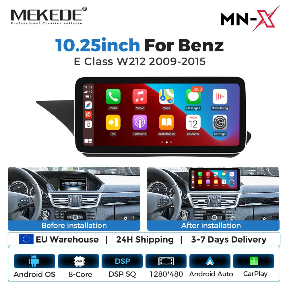 2026 Nuovo Android 15 128GB ROM Autoradio Wireless CarPlay Auto Multimedia per Mercedes Classe E W212 S212 2009-2015 Sistema NTG4.0 NTG4.5 NTG5.0 Lettore Video 4K Monitor Telecamera