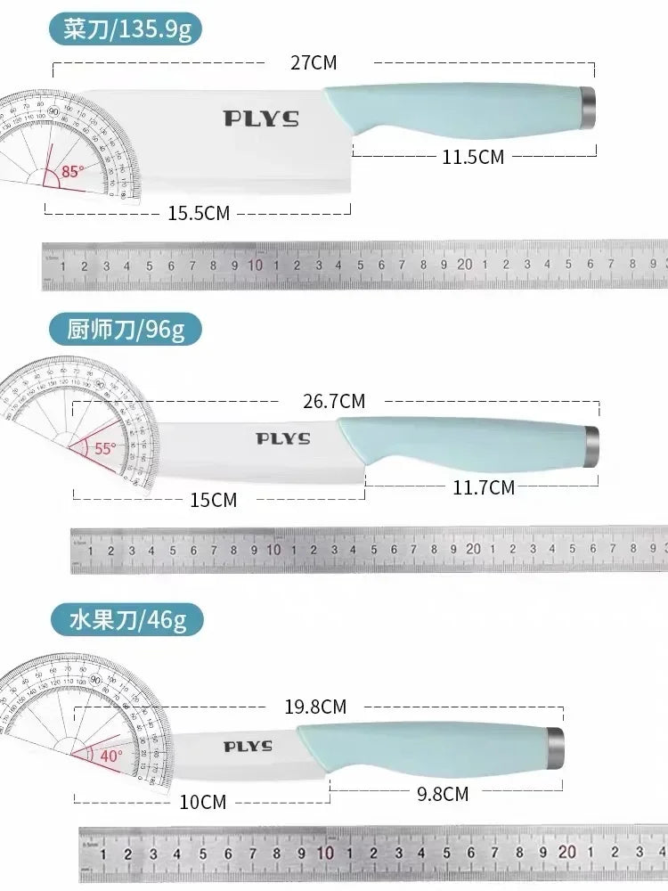 Set di coltelli in ceramica da 3 pezzi, coltelli da chef ultra affilati con fodere protettive, lama antiaderente per cucinare, affettare, utensili da cucina