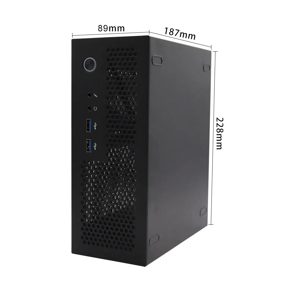 Custodia per computer Mini ITX HTPC USB 3.0 Supporta schede madri ITX Può contenere piccole alimentatori 1U/Flex Custodia per computer di casa Nera