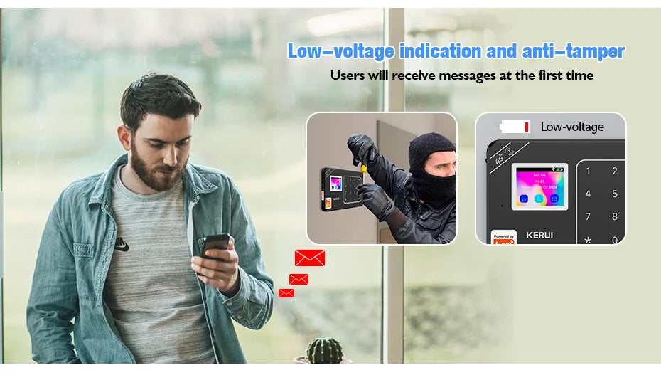 Sistema di Allarme Domestico KERUI WIFI 4G GSM Compatibile con App Tuya Smart Life, Alexa e Google, Sicurezza Wireless per Casa 433MHz