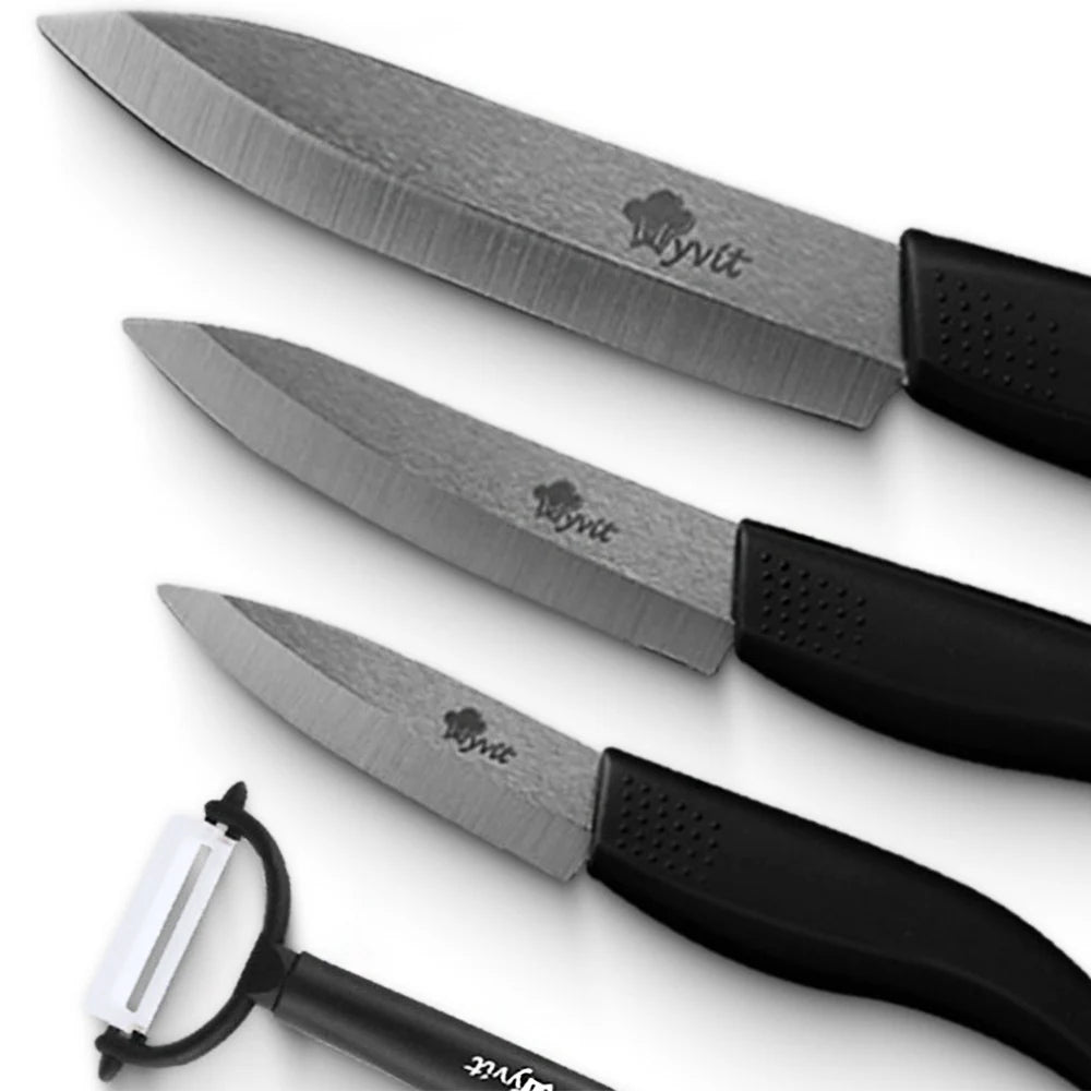 Set di Coltelli in Ceramica da 3, 4, 5, 6 Pezzi con Protezioni per le Lame, Coltelli Antiruggine per Frutta, Verdura, Formaggio e Carne