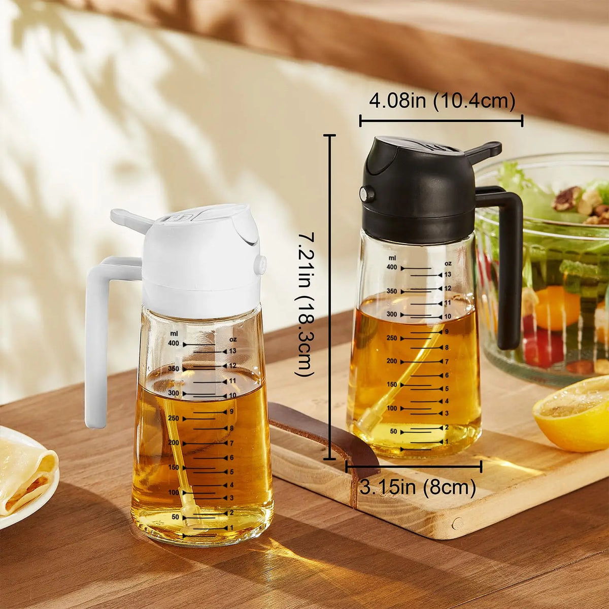 Spruzzino Olio per Friggitrice Aria 470ml, Dosatore Olio 2 in 1, Oliera Spray per Cucina, Insalata e Aceto, Accessori Cucina senza BPA