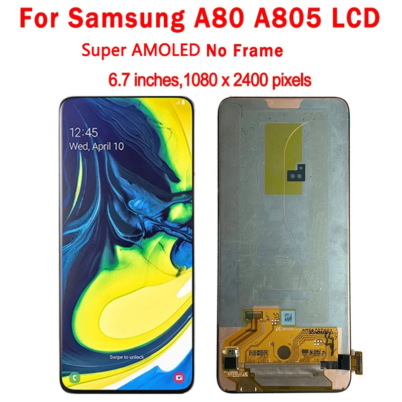 Display LCD Super AMOLED per Samsung A80 A805 A805F, gruppo digitalizzatore touchscreen con sensore di impronte digitali per Samsung A90 LCD