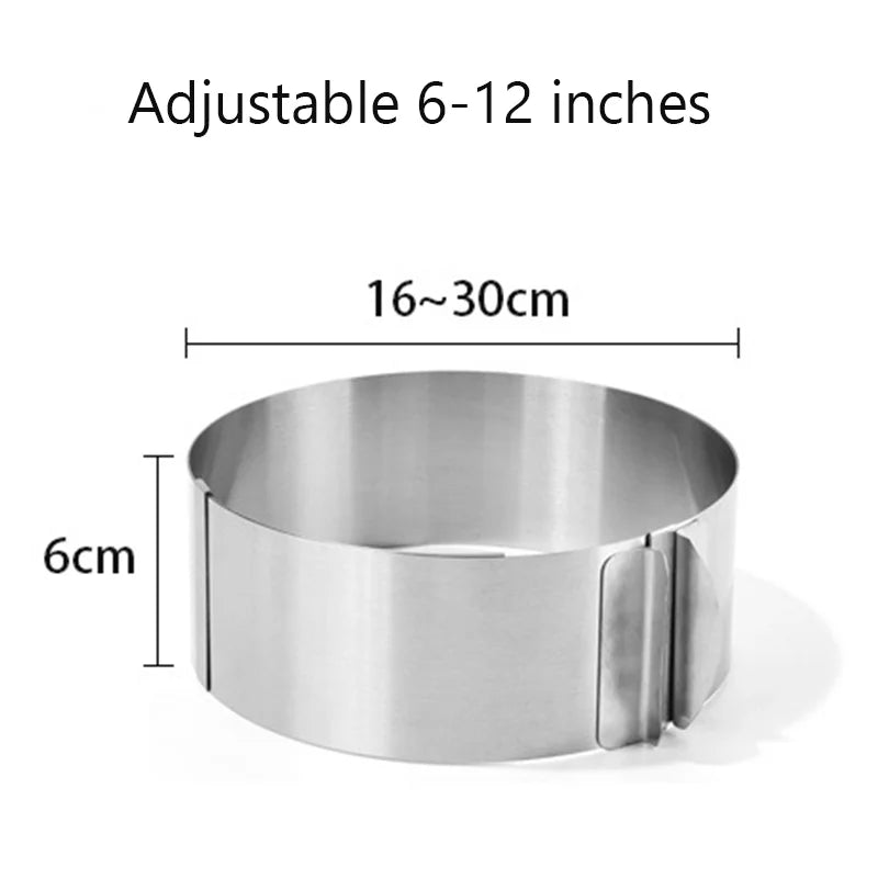 Stampo per torta rotondo in acciaio inossidabile regolabile da 6 a 12 pollici di altezza 6-15 cm con anello da forno per stampo in scala precisa per la cottura di mousse