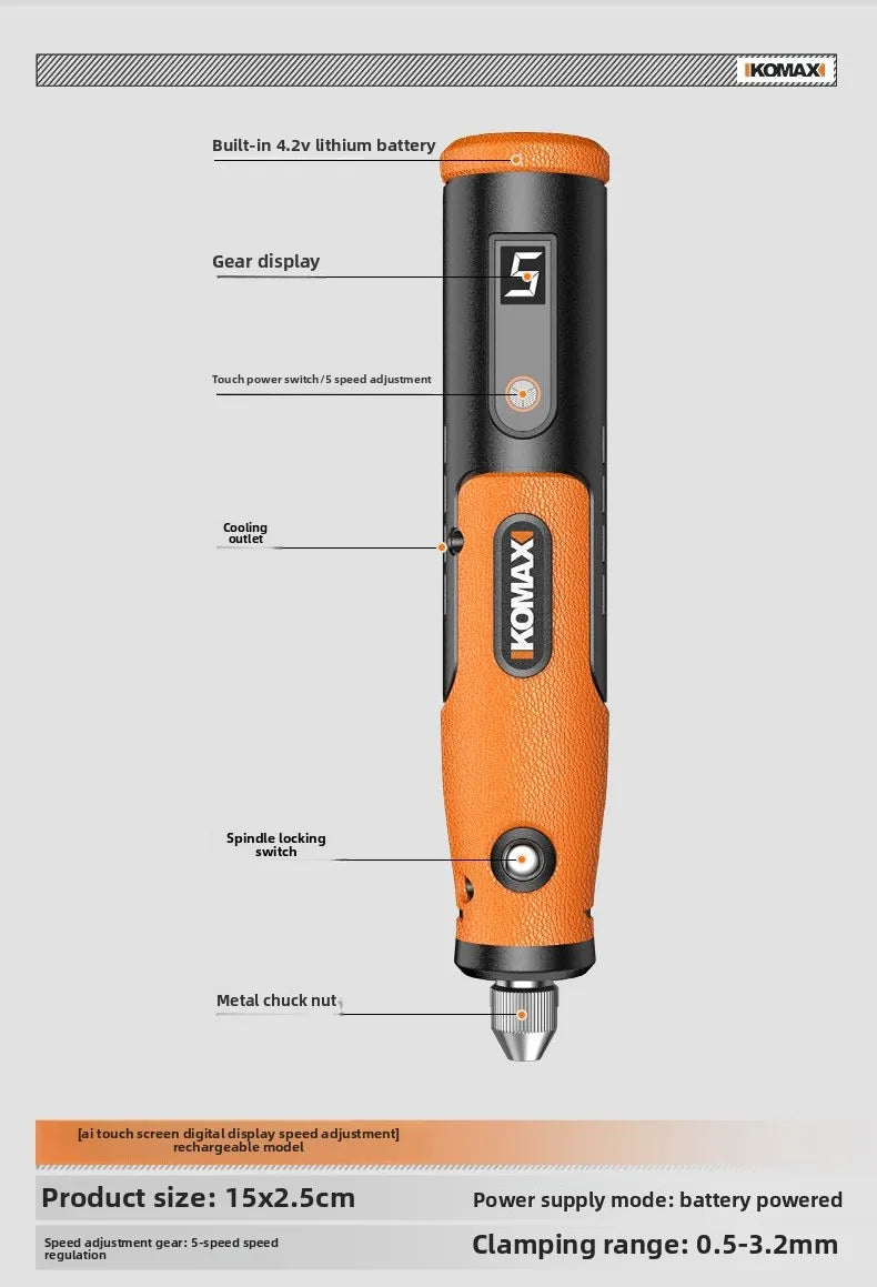 Smerigliatrice angolare KOMAX, smerigliatrice elettrica, piccola smerigliatrice elettrica portatile, strumento per smerigliatura, lucidatura, taglio e incisione di giada, intaglio del legno.