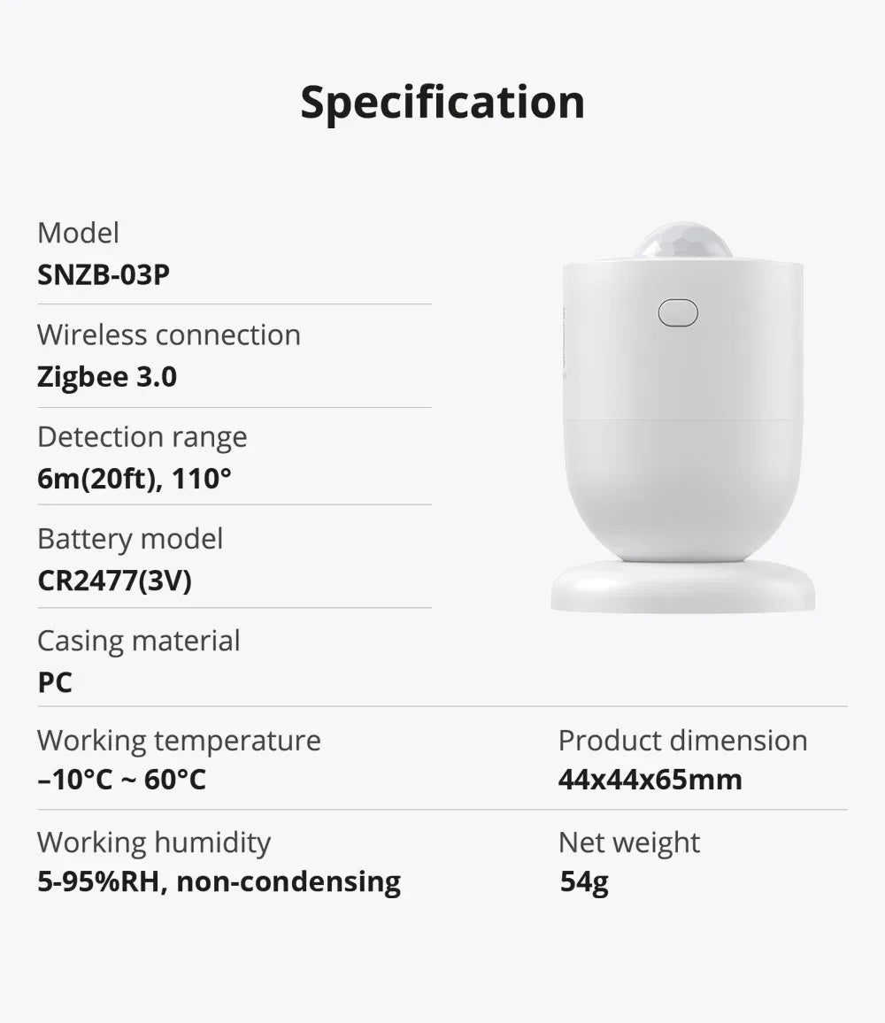 Sensore di Presenza Umana Zigbee SONOFF SNZB-06P, SNZB-03P, SNZB-04P, SNZB-05P, SNZB-06P, Sonoff SWV, Sonoff Water Valve Bridge Pro