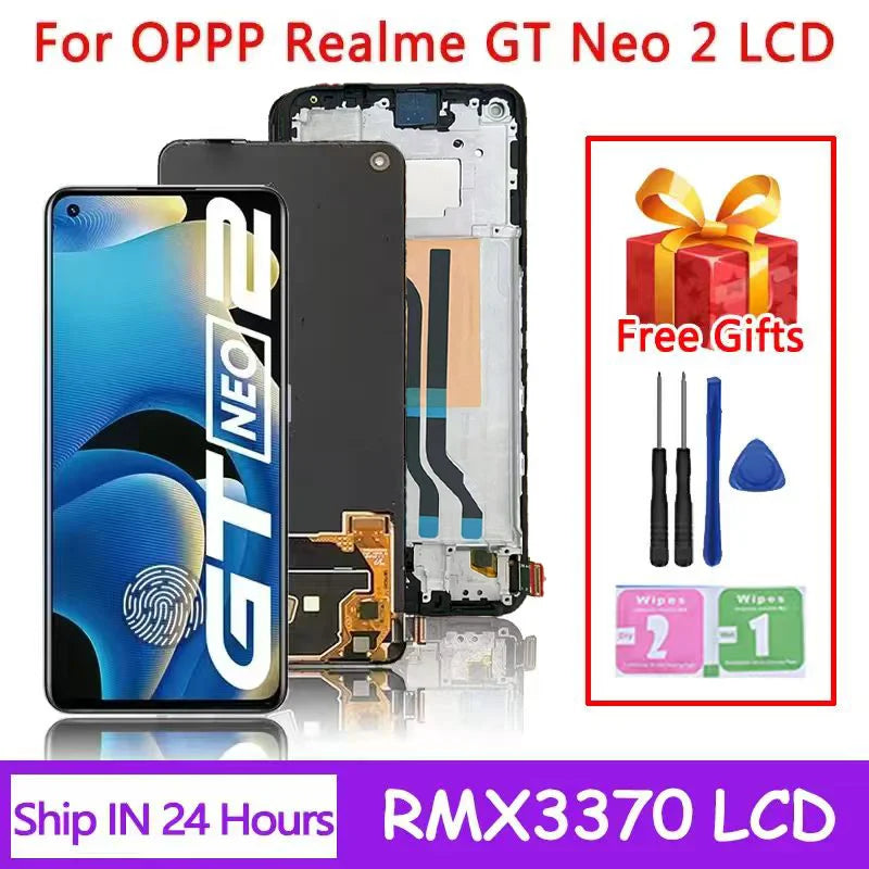 Display LCD AMOLED da 6,62 pollici nuovo per Oppo Realme GT Neo2 RMX3370 + pannello touch digitalizzatore assemblato Realme GT Neo 2 LCD con telaio