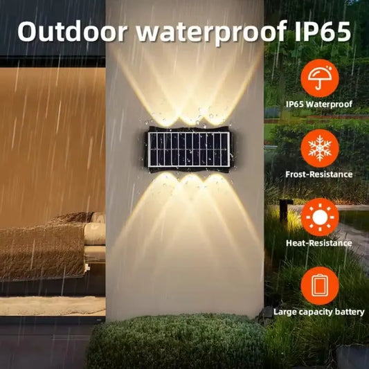 Lampada da parete solare Luce solare a LED per esterni Impermeabile su e giù Illuminazione luminosa Luci per la decorazione del giardino del cortile del balcone