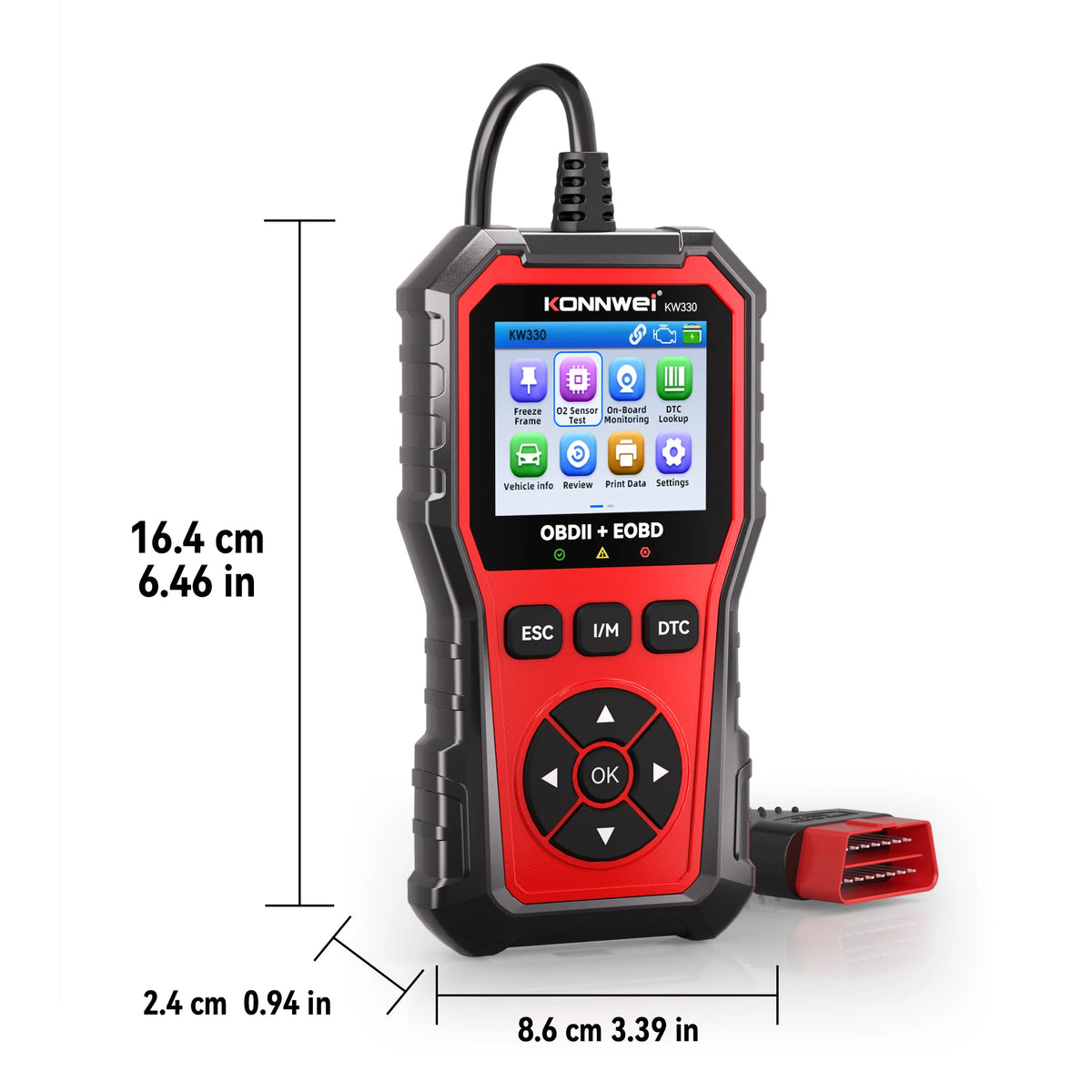 2026 KONNWEI KW330 Auto OBD2 Scanner di guasti Test della batteria del motore Codice di guasto Trasparente Dati in tempo reale Strumento di ispezione OBD professionale
