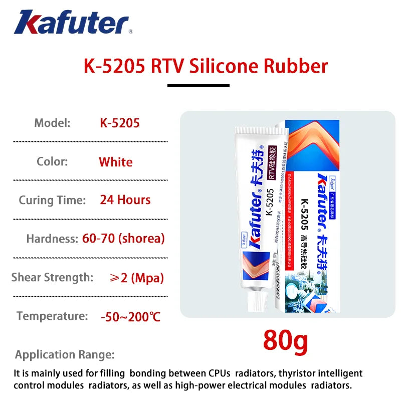 Pasta Termica Kafuter K-5202 K-5203K K-5204K K-5205 per CPU GPU, Grasso Siliconico per Dissipatore di Calore LED e Chip IC