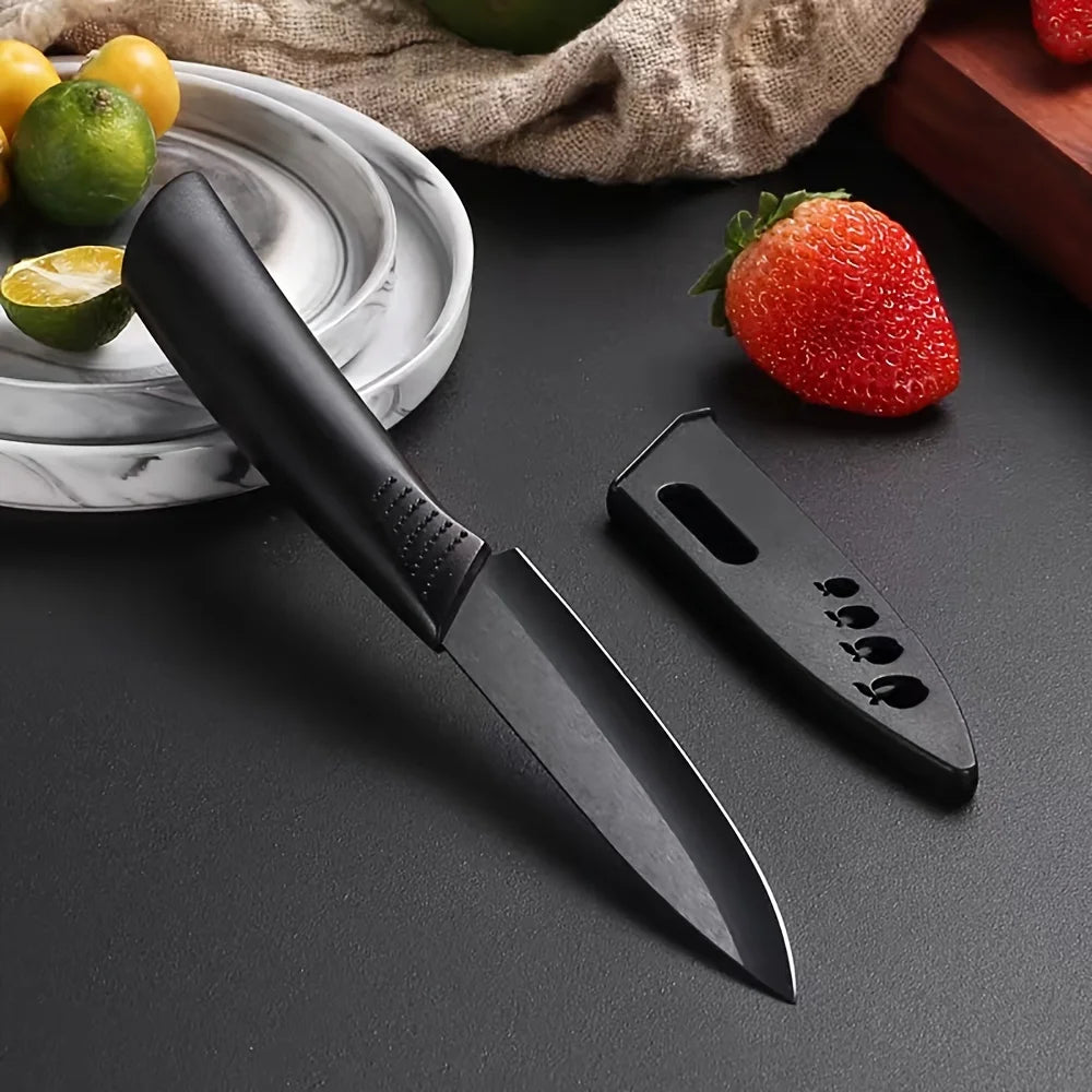 Coltello da cucina 1/3/6 Set di coltelli da cucina Coltello da frutta in acciaio inossidabile da 4 pollici con fodero Coltello da cucina a lama fissa con manico in plastica
