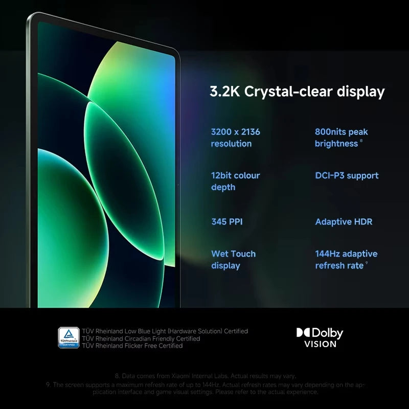 Xiaomi Pad 8 Versione Globale, Tablet con Display LCD da 11.2 Pollici 3.2K 144Hz, Snapdragon ® Mi Pad con Fotocamera da 3MP di 8a Generazione e Batteria da 9200mAh
