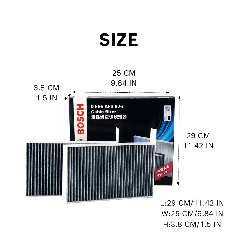Per Tesla Model 3 Model Y EV BOSCH AF4926 1 Set Filtro Abitacolo Integrato a Carboni Attivi 【OE:110768100A 1107681-00-B】