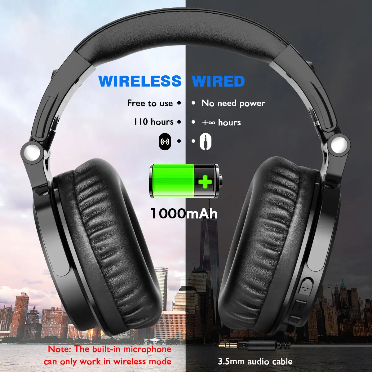 Oneodio Upgrade Pro C Cuffie wireless Bluetooth 5.2 Over Ear Type C Sport Auricolare Bluetooth con microfono Audio ad alta risoluzione 110 ore
